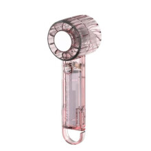 USB rechargeable mirror fan, mini portable outdoor fan with carabiner (transparent pink)