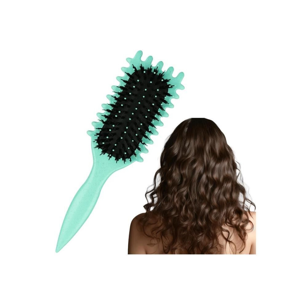 Styling Brush - Bounce Curl Brush - Boar Bristles - Ergonomic - Green