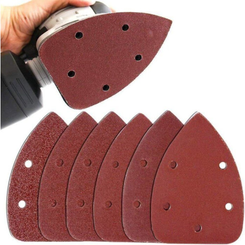 40 triangular abrasive sheets for 140mm sanders, 5-hole detail sandpaper, 1 pack