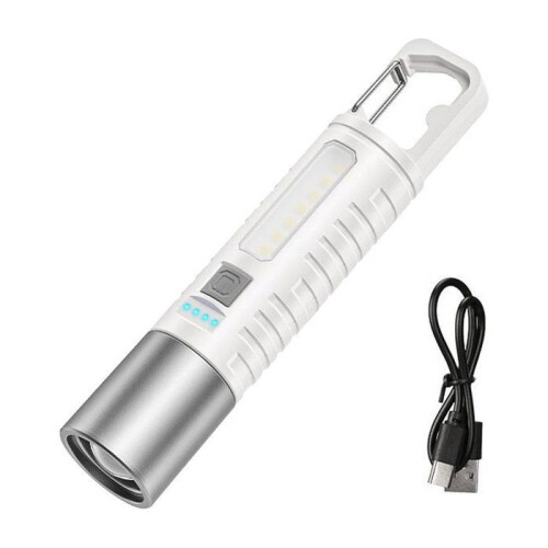 Compact Flashlight | Hiking Flashlight, Portable Zoomable Flashlight with 5 Modes, High Brightness, Waterproof with Hook