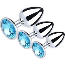 Analplug – Edelstahl – 3 Größen – S 7,5 cm – M 8 cm – L 9 cm – Mit Diamanten