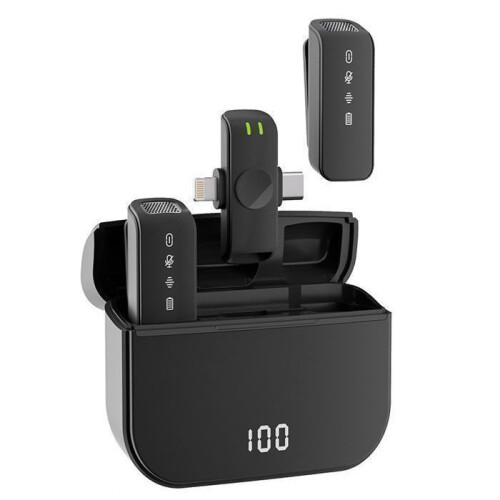 Wireless Microphone - Lavalier Microphone - 30m Range - Noise Cancellation - 600mAh Rechargeable Battery