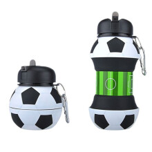 Gourde sport conception pliable en forme de ballon de football silicone souple pliable étanche et anti-choc adapté sports outdoor