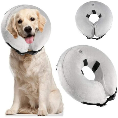 Inflatable Recovery Collar - L - Adjustable - Comfortable - Gray