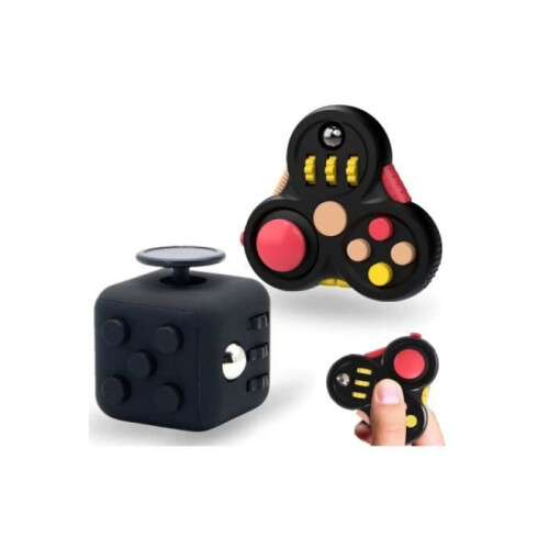 Fidget Toy - Anti-Stress - Cube and Pad - 6 Relaxation Modules - 11 Functions - White