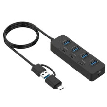 USB HUB, 7-Port 3.0 Button USB Expansion Splitter, Computer Splitter, High-Speed HUB for Laptop Computer