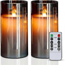 Plexisklové sviečky na batérie, sivé, 6", s časovačom pre príjemnú atmosféru