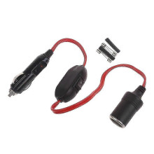 Extensión para encendedor de cigarrillos de coche con interruptor y toma de corriente
