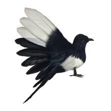 Oiseau décoratif en plumes - Pie artificielle
