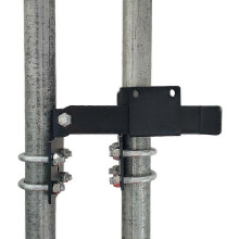 Durable gate latch for chain link fences - double strong arm mechanism