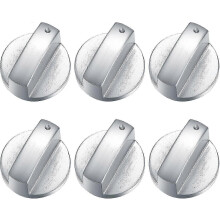 Mandos de control para estufa de gas, 6 piezas, metal, 6 mm, para cocina, placa de cocina y horno, color plata.