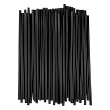 500 schwarze Einwegstrohhalme, 0,3 x 13 cm, für Gläser mit flacher Öffnung