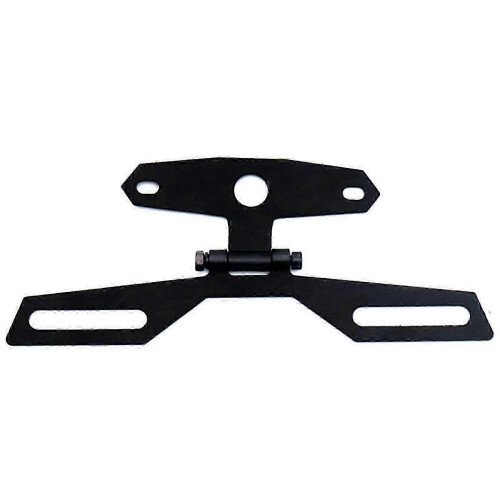 Folding license plate holder for motorcycle with adjustable tail bracket