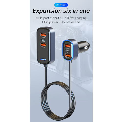 Γρήγορος Φορτιστής Αυτοκινήτου USB RNCYN 6 Θύρες USB 1