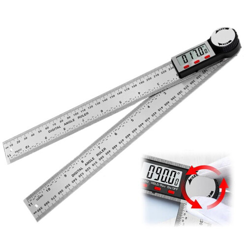 Digital Display Angle Ruler,2-In-1 Precision Ruler & Digital Angle Finder Protractor, (Stainless Steel-300MM) 1