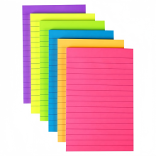 Blocchetti di foglietti adesivi a righe da 10 x 15 cm, 6 colori vivaci, 40 fogli per blocchetto, 6 blocchetti, 240 fogli in totale (col