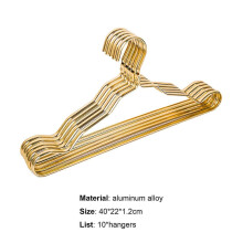 (Golden) 10pcs/set More Thicken Clothes Hanger Anti-slid Aluminium Alloy Anti-rust Clothes Hanger Rack For Home