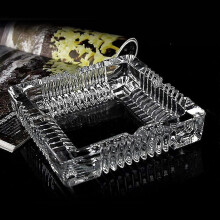 Ashtray , Large Glass Ashtray for cigarette cigar , Clear Crystal Ash trays Outdoor Glass Spuare Ashtrays (7x7inch)__Good quality