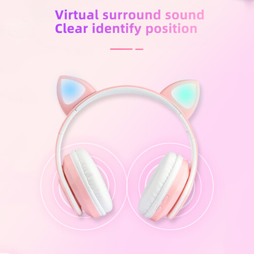 Cuffie wireless per bambini - RNCYN - B39 - LED colorato - Bianche - Cablate e wireless - Microfono integrato - USB ricaricabile 2