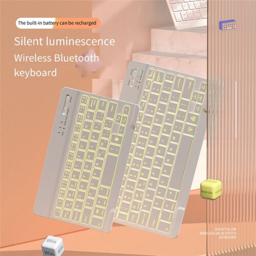 Teclado Retroiluminado de 10 Polegadas  Protable  Mute Keyboard para Celulares, Tablets e Laptops Teclado Sem Fio H 2