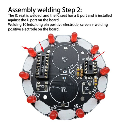 Lucky Turntable LED Light DIY Electronic Kit Welding Project Training Module DIY Kit for Learning Training,Finished 2