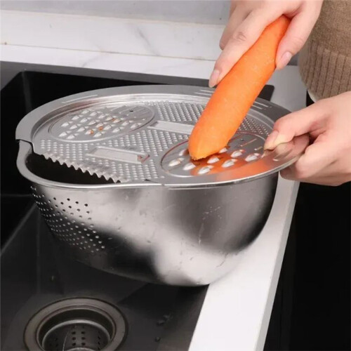 Multifunctional Kitchen Tool Drain Basin with Grater Rice Washing Basin Vegetable Washing Basin Fruit Drain Basin 2
