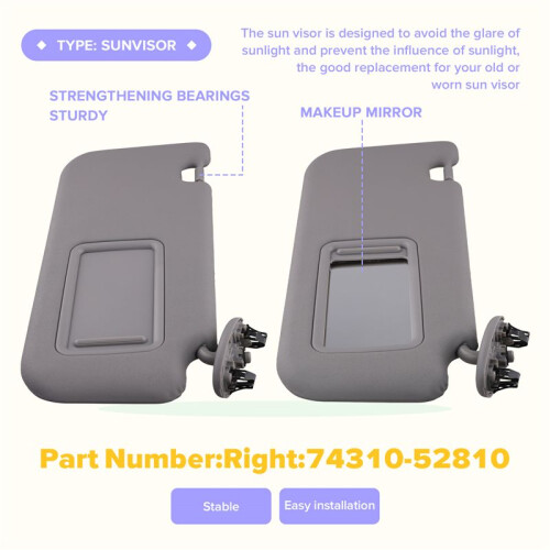 Car Sunshield Sunvisor Interior Sun Visor for  Yaris 2008-2013 74310-52810 Right 2