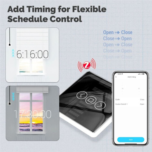 Tuya ZigBee  Curtain  2.5D RF433 Arc Glass Touch for Roller Blinds Shutters   APP Wireless Black 2