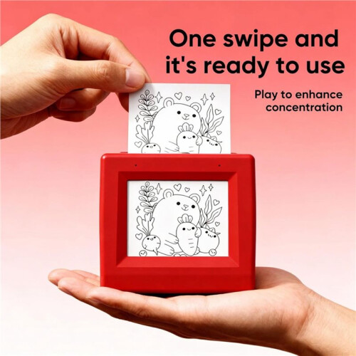 AI Voice Printer Machine,Portable  Sticker Printer Inkless Thermal Stickerbox Printer for Kids Red 2