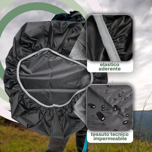 Waterproof Backpack Cover Nylon 70D 210T Durable Black 35-50L 2