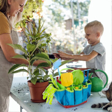 10PC Kids Gardening Tool Set - Children's Garden Tool Kit Shovel Rake Trowel Sprayer Gloves Apron Watering