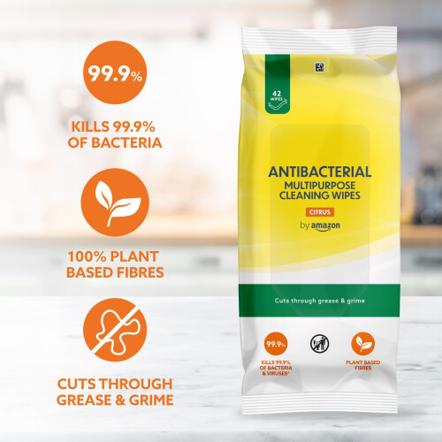 by Amazon Multipurpose Cleaning Wipes Citrus 252 wipes 42 count Pack o 2