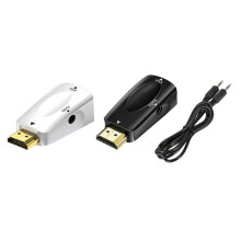 -Compatibel Naar VGA-Adapter HD 1080p Audio-Omzetter Audio-Overdracht met 3,5 Mm-Aansluiting Audio-Omzetter Zwart+Wit