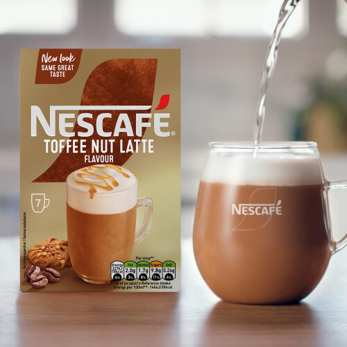 Nescafe NESCAFÉ Toffee Nut Latte Instant Coffee 7 Sachets, 100percent Responsibly Source 2