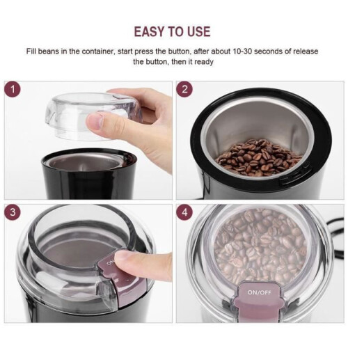 Electric Coffee Grinder - Bean and Spice Grinder - Black - 400W 2