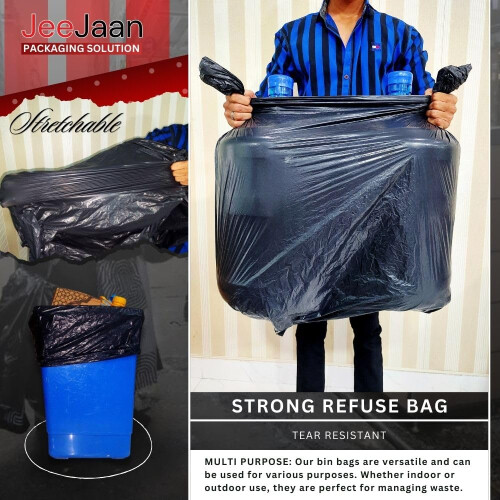 JeeJaan 1 Roll of 50 Black Bin Bags - 80l Capacity Bin Bags 2