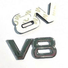 (Chrome) 3d Metal Car Letters V8 Logo Engine Displacement For Toyota Land Cruiser Fender Side Trunk V8 Emblem Badge Sticker Accessories