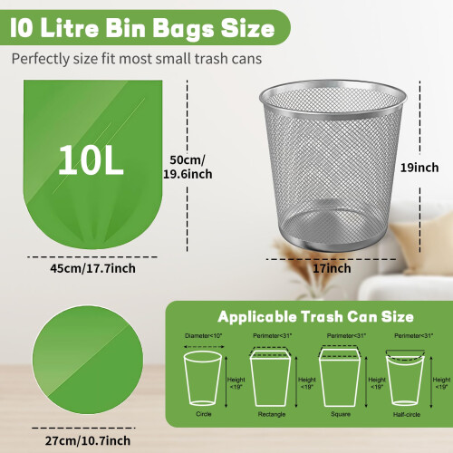 BODFPPC 150 Pack Biodegradable Bin Bags 10L, Compostable Food Waste 1