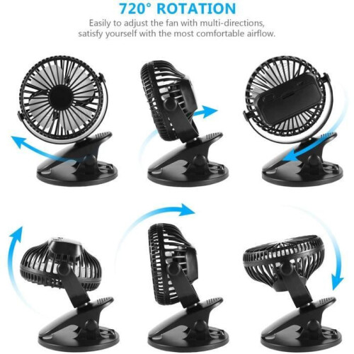 Mini ventilateur - USB - Portable - Silencieux - Rotation à 360 - 2 vitesses 1