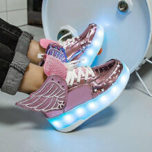 (31, A7) Kids Led Light-emitting Shoes With Wheels, Roller Skates Shoes