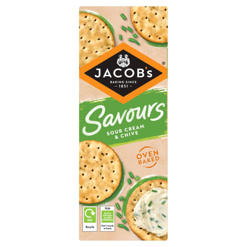 JACOB'S Savours Thins Sour Cream & Chive Crackers, 150 g (Pack of 1