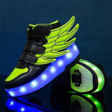 (29, A4) Kids Led Light-emitting Shoes With Wheels, Roller Skates Shoes