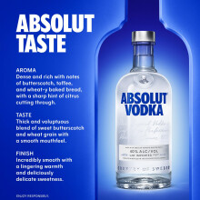 Absolut Vodka Swedish Vodka, 40% ABV, 1L, Made in Southern Sweden,