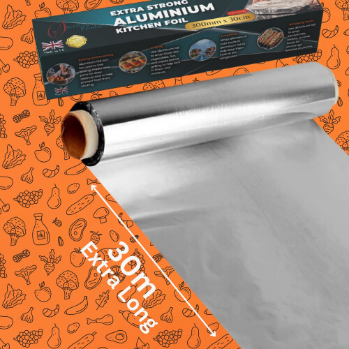 STERLING PRODUCTS 30m Extra Long Aluminum Foil Roll, Large Pack Heavy 2