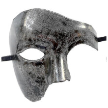 (silver1) Masquerade Mask Vintage Phantom Of The Opera One Eyed Half Face Costume