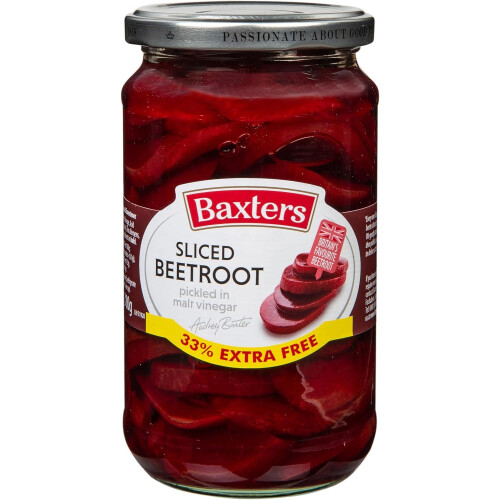 Baxters Sliced Beetroot, Pickled in Malt Vinegar, 33% Extra, Vegan, 1