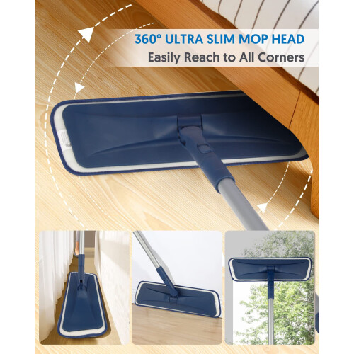 Microfibre Mops for Cleaning Floors  BPAWA 150cm Flat Floor Mop with 4 2