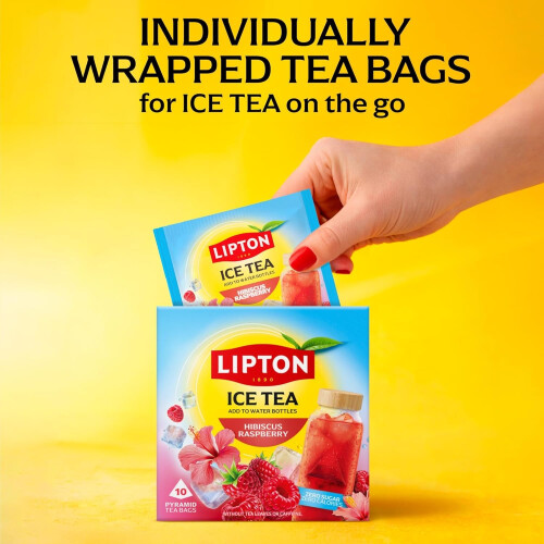 Lipton Ice Tea Hibiscus Raspberry 10 pyramid tea bags Zero Calories Ze 2