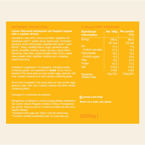 Graze - Lemon Drizzle Flapjack Oat Bars - Healthy Snacks with Whole 2