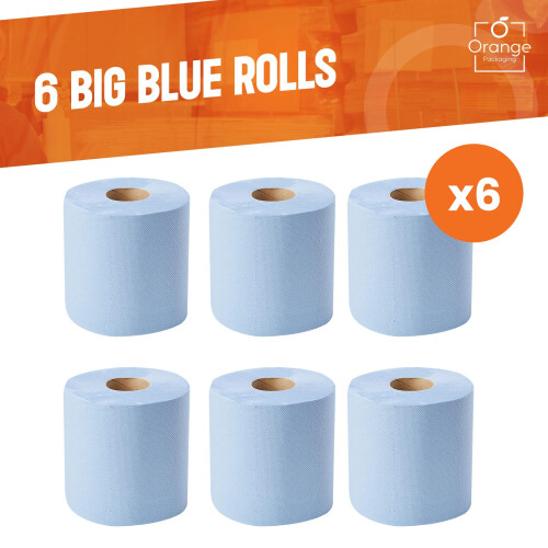 Orange Supplies Eco Blue Rolls Centrefeed 2 Ply Embossed Blue Roll - 1
